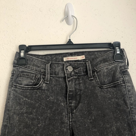 Levi’s 710 Super Skinny Black Acid Wash Jeans - Picture 3 of 11